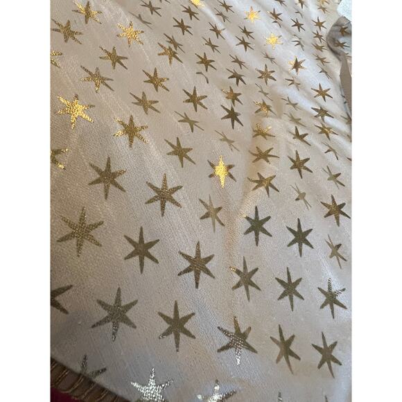 Wondershop gold star print Christmas holiday tree skirt cotton jute 42" diameter - Picture 5 of 8